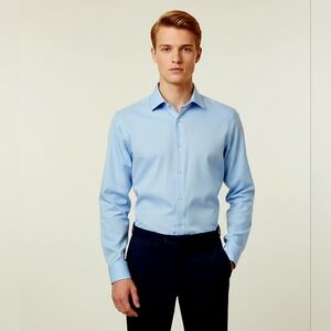 $80 Calvin Klein Mens STEEL Slim-Fit Non-Iron Stretch Shirt